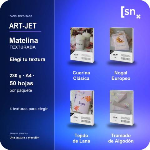 Papel Matelina texturada ART-JET 230 g · A4 · 50 hojas
