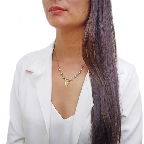 Colar do Pai Nosso com Perolas e Corrente Elos Alongados Folheado em Ouro 18K - comprar online