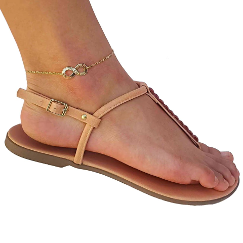 Tornozeleira com Infinito e Corrente Elos Alongados Folheada em Ouro 18K - comprar online