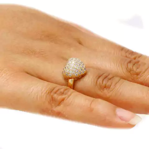 Anel Chuveiro com Coração Cravejado de Zircônias Folheado em Ouro 18K