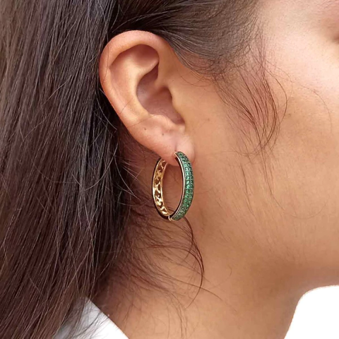 Brinco de Argola com Duas Fileiras de Zircônias Folheado em Ouro 18K - comprar online