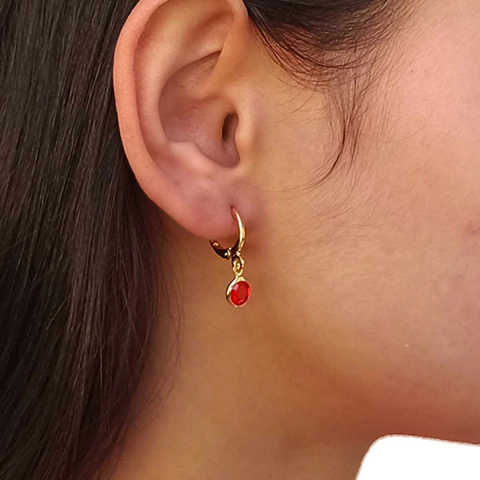 Brinco Argola Fechada com Cristais Coloridos Folheado em Ouro 18K - comprar online