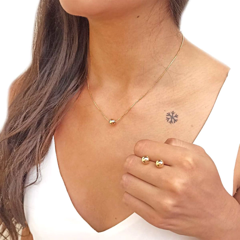 Conjunto Colar e Brinco de Bolinhas Folheado em Ouro 18K - comprar online