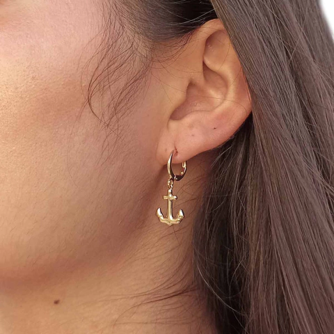 Brinco Argola Fechada de Âncora Folheado em Ouro 18K - comprar online