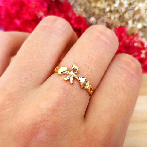 Anel Filhos com Menino e Corações Folheado em Ouro 18K - comprar online