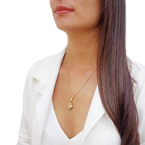 Colar do Sagrado Coração de Jesus com Corrente Veneziana Folheado em Ouro 18K - comprar online