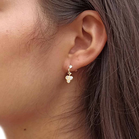 Brinco Ponto de Luz com Pingente de Cacho de Uva Folheado em Ouro 18K - comprar online