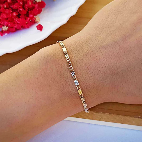 Pulseira Infantil Para menino Elos Piastrine Riscados Folheado em Ouro 18K - comprar online