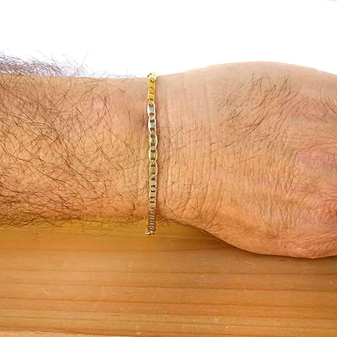 Pulseira Masculina Elos Piastrine Detalhados Folheado em Ouro 18K - comprar online