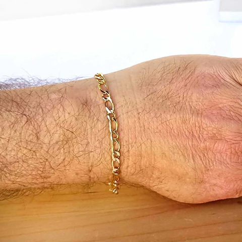 Pulseira Masculina Elos Fígaro Folheado em Ouro 18K - comprar online