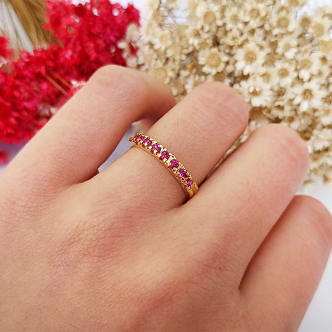 Anel Aparador de Alianças com Cristais Coloridos Folheado em Ouro 18K - comprar online