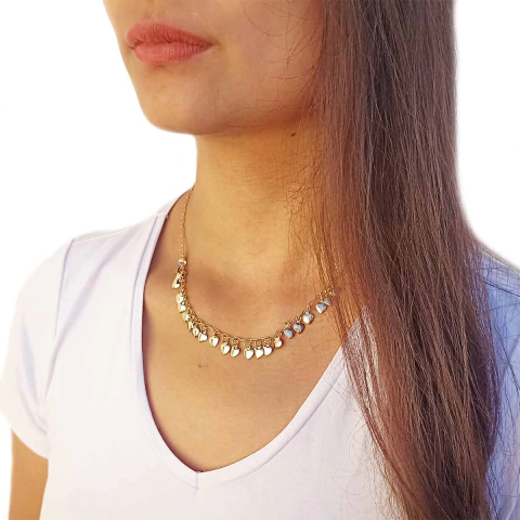 Colar Gargantilha Coração de Chapinhas Folheado em Ouro 18K - comprar online