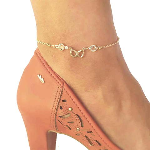 Tornozeleira de Coração Folheada em Ouro 18K - comprar online
