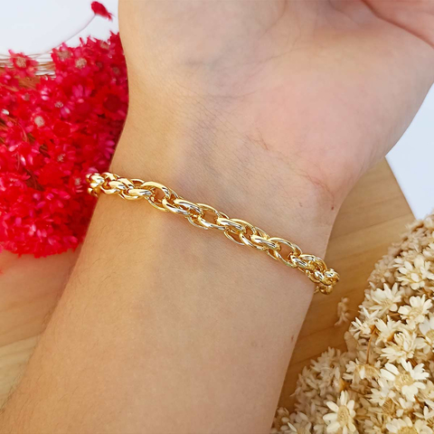 Pulseira Grossa Elos Entrelaçados Folheada em Ouro 18K - comprar online