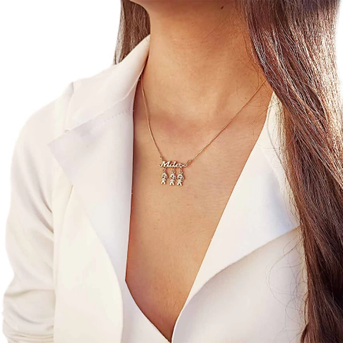 Colar Mãe de Três Meninos Folheado em Ouro 18K - comprar online