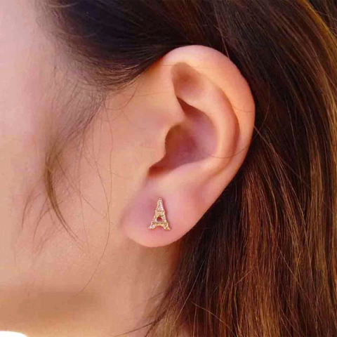 Brinco Pequeno com Formato de Torre Eiffel Folheado em Ouro 18K - comprar online