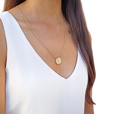 Escapulário Medalha Redonda Nossa Senhora Aparecida e Espirito Santo Folheado em Ouro 18K - comprar online