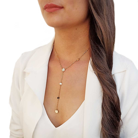 Colar Gravatinha com Chapinhas Douradas Folheado em Ouro 18K - comprar online