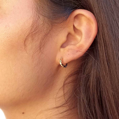 Brinco Pequeno Modelo Argola Click Colorido Folheado em Ouro 18K - comprar online