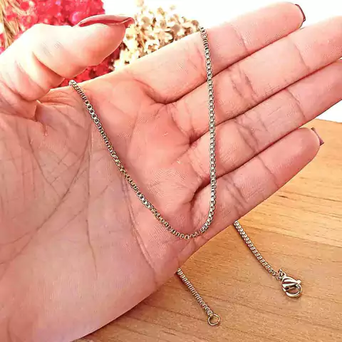 Colar Feminino Corrente Veneziana 45 cm Aço Inox Dourado 1,5mm - comprar online