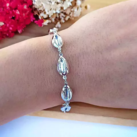 Pulseira Buzios Banhado Rodio Branco