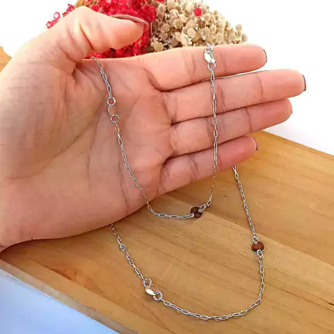 Colar Longo Chapinhas Banhado Rodio Branco