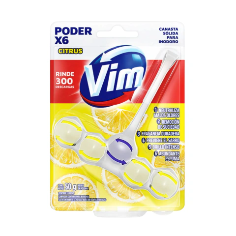 Canasta Solida Inodoro Vim Poder X6 Aroma Citrus 50g