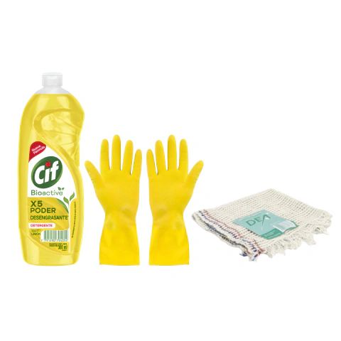 Combo Detergente Cif Guantes De Limpieza Y Rejilla Pabilo