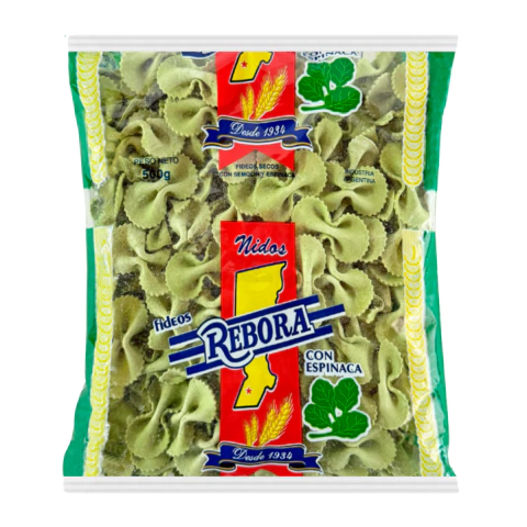 Fideos Secos Rebora Moños Con Espinaca 500g