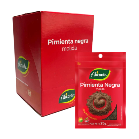 Pimienta Negra Molida Alicante Caja X12 Sobres