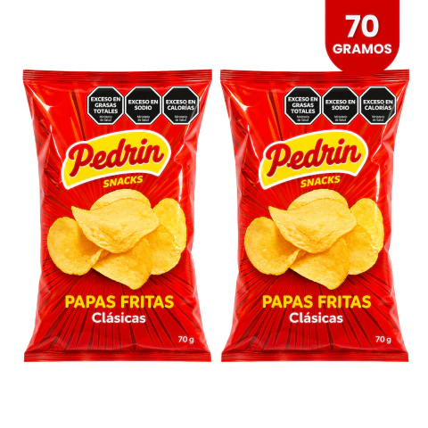 Papas Fritas Clasicas Pedrin 70gr Pack x2 Unidades