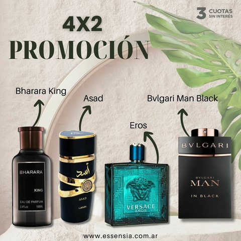 Combo 4x2 | Bharara King, Asad, Eros y Bvlgari Man Black - comprar online