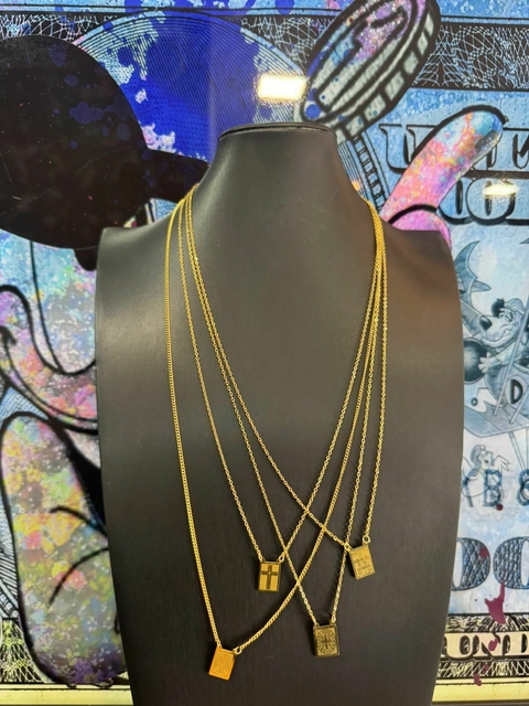Escapulário Fino + Pingente Salmos (2mm) 70cm - Banhado a Ouro18K - comprar online