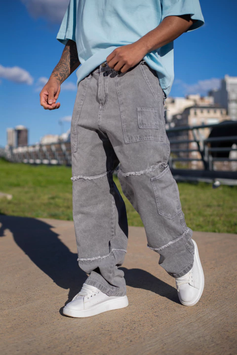 DEVOTO - BAGGY DESFLECADO GRIS NEVADO - comprar online