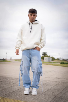 LAS FLORES - BAGGY CARGO CON RECORTE Y TIRAS en internet