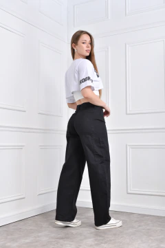 Baggy negro jean rigido - comprar online