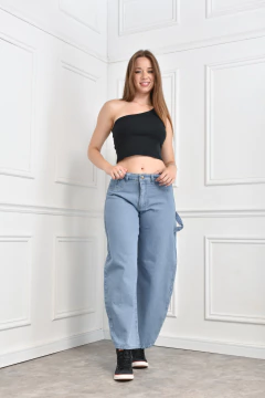 Baggy jeans celeste rigido