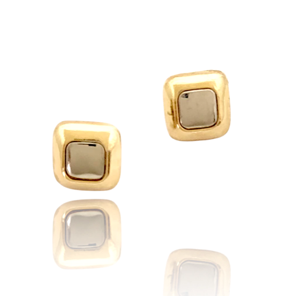 Brinco quadrado dois banhos Julia banhado a ouro