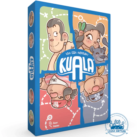 frente da caixa do jogo Kuala, mostrando 4 personagens