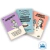 Cartas do jogo Food Chain Magnate com ilustrações e textos explicativos de personagens e conquistas