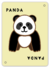 Ilustração de um panda em um cartão com o texto "PANDA".