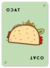 Ilustração de um taco com recheio colorido em fundo verde.