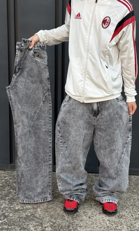 Calça Jeans Baggy VINTAGE CINZA-RECORT