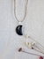 Conjunto Brinco e Pingente Lua Pedra Natural Polida Obsidiana Prata 925 - Murana Store