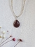 Conjunto Brinco e Pingente Gota Pedra Natural Polida Jaspe Vermelho Prata 925 - Murana Store