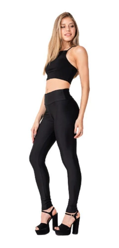 Calza Larga Chupin De Lycra Retro Brillosa Cintura Ancha