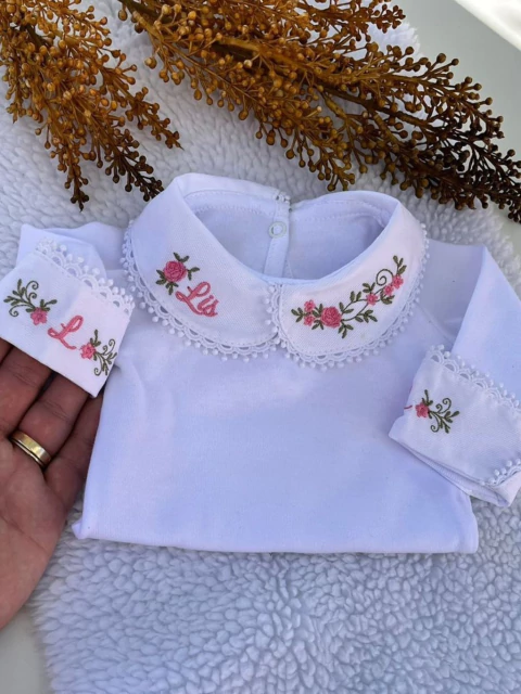 Body Gola Bordada Personalizada Meninas