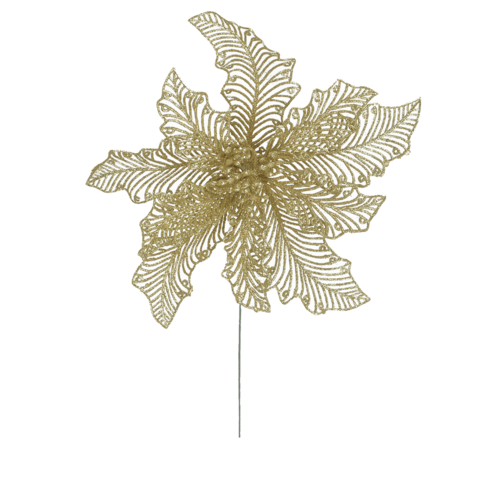 FLOR VAZADA GLITTER DOURADA 20CM