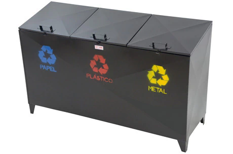 Lixeira externa de rua fechada reciclavel com tampa container capacidade 565 litros - comprar online