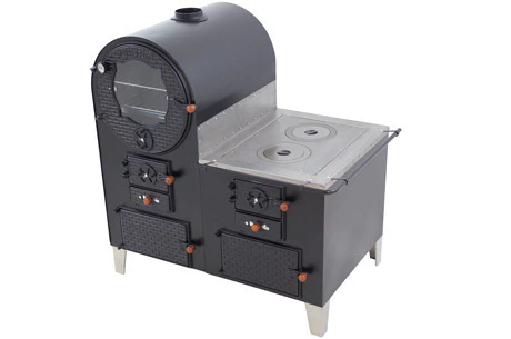 Forno a lenha com fogão a lenha acoplado lado direito redondo médio com depósito de lenha - forno com aço inox interno Patria - comprar online